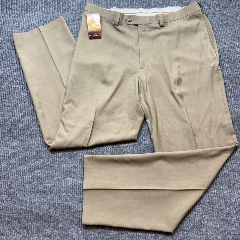 Haggar Repreve Khaki Dress Pants 38x32 NWT Classic Fit No Iron Comfort Waist